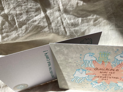 Qualliger Geburtstag Postkarte