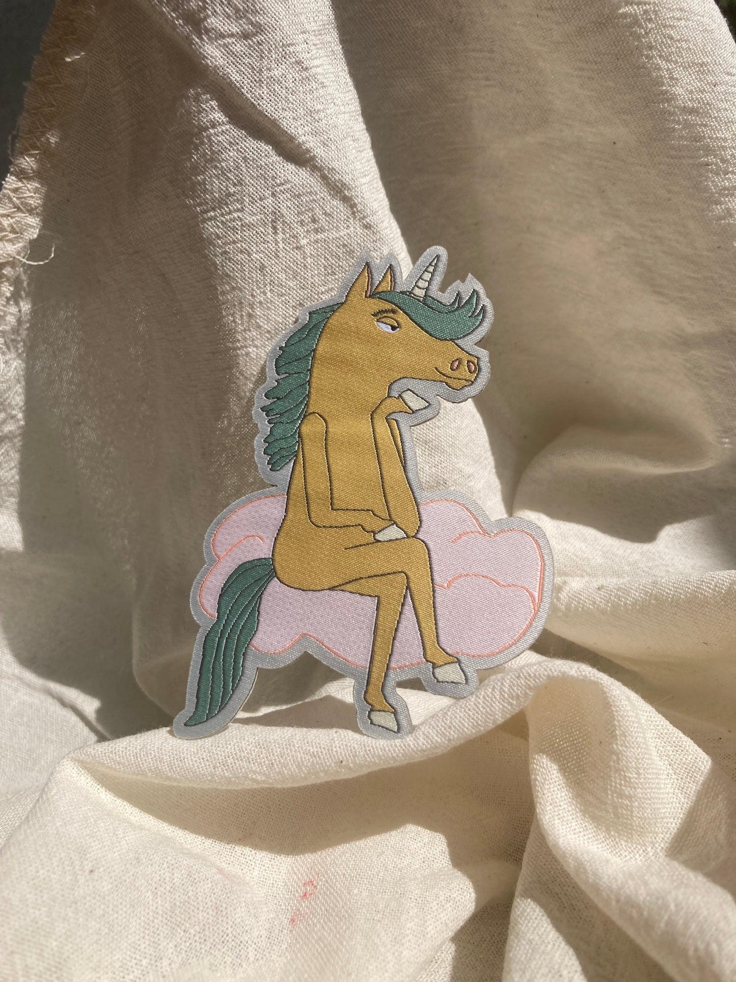 Rosa Wolke Einhorn Patch