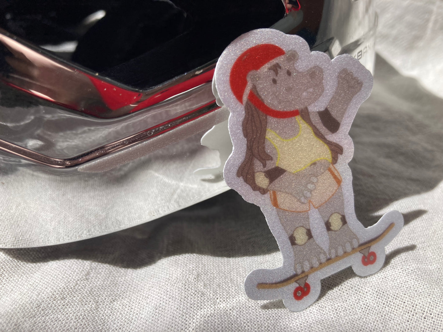 Skater Nilpferd Reflektorensticker