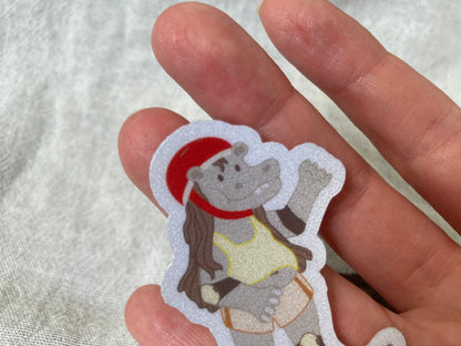 Skater Nilpferd Reflektorensticker