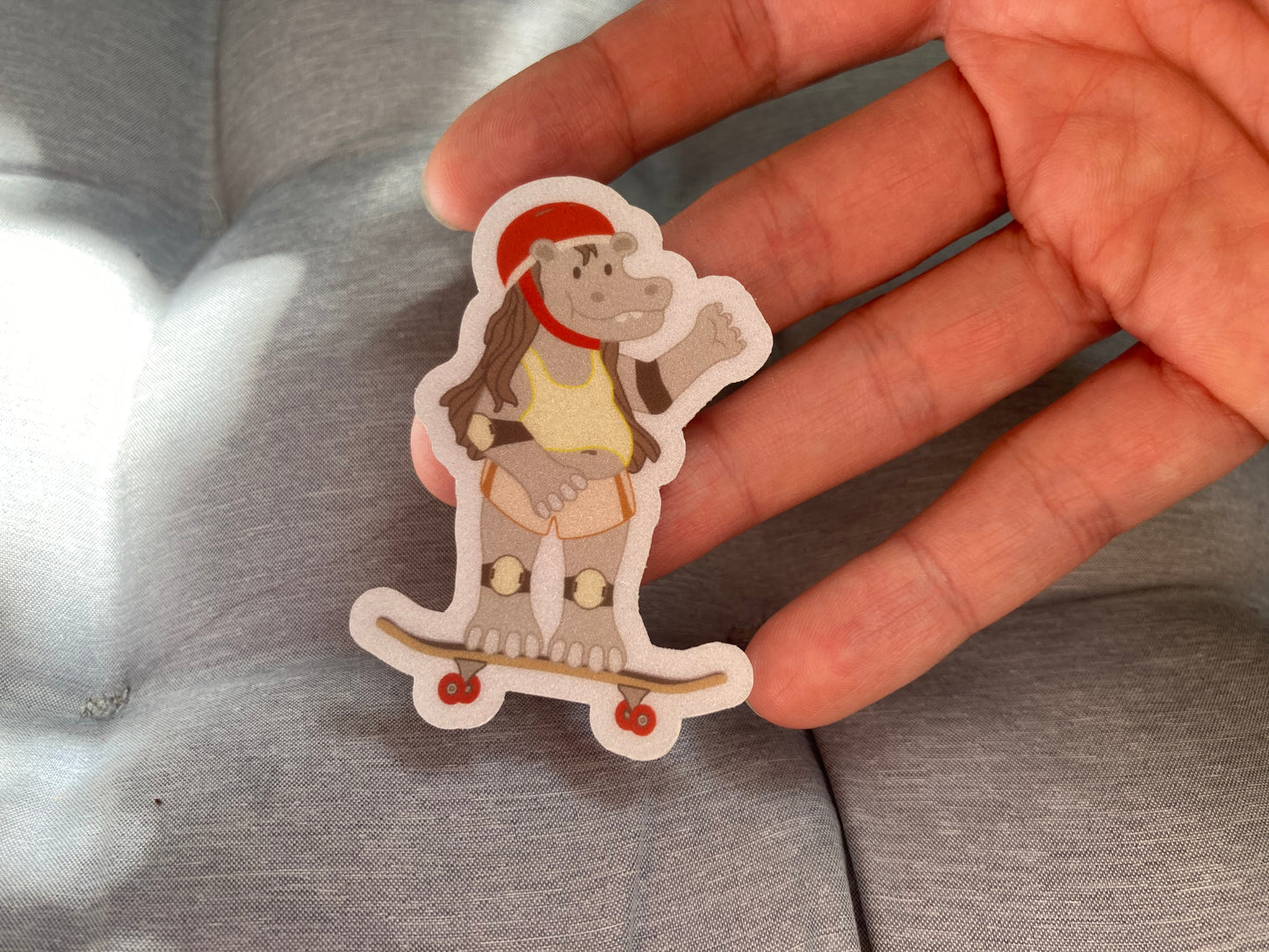 Skater Nilpferd Reflektorensticker