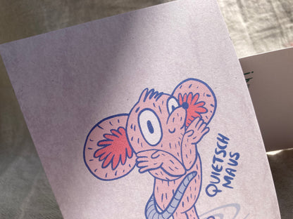 Quietschmaus Postkarte