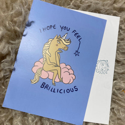 Postkarte Einhorn Brillicious