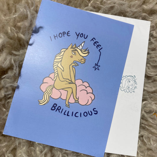 Postkarte Einhorn Brillicious