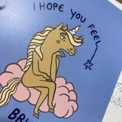 Postkarte Einhorn Brillicious