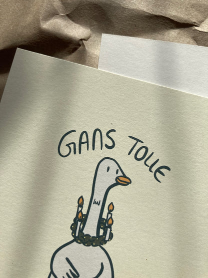 Postkarte weihnachtliche Gans