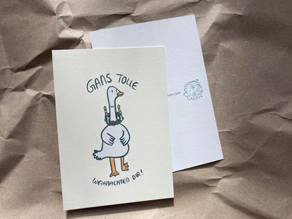 Postkarte weihnachtliche Gans