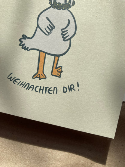 Postkarte weihnachtliche Gans